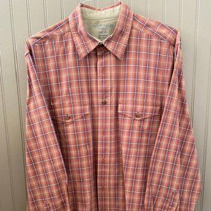 Vintage Faded Glory Polo Crest Logo Shirt Men Size L Plaid Button Checker